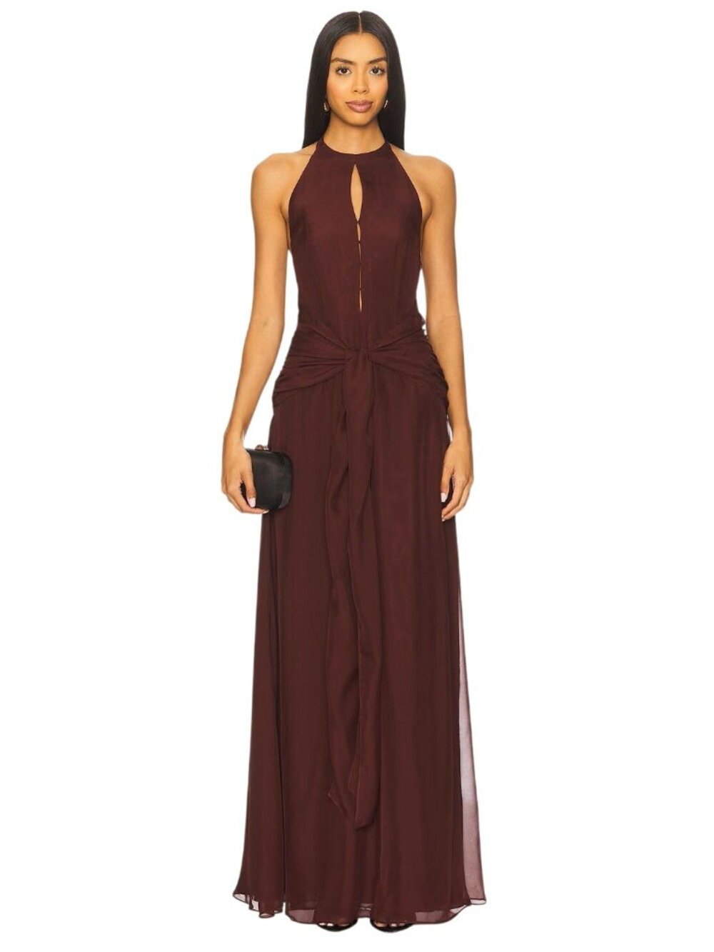 Azeeza Avya Gown in Wine Medium New Womens Silk Long Maxi Dress